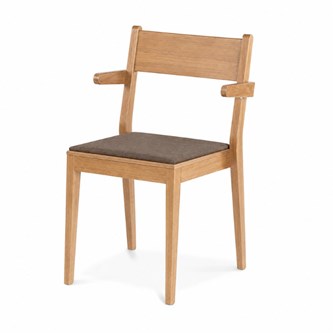 Karmstol Use klädd sits, klarlackad ek