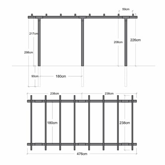 Pergola, 2 moduler
