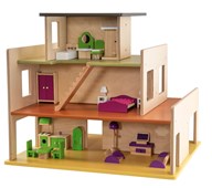 Playwood stort dockhus med möbler