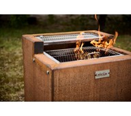 Grill av cortenstål med två värmenivåer