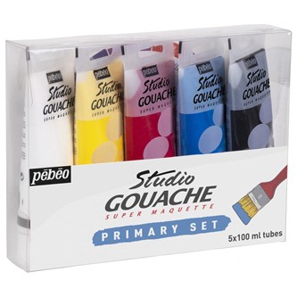 Studio Gouache primärfärger, 5x100 ml