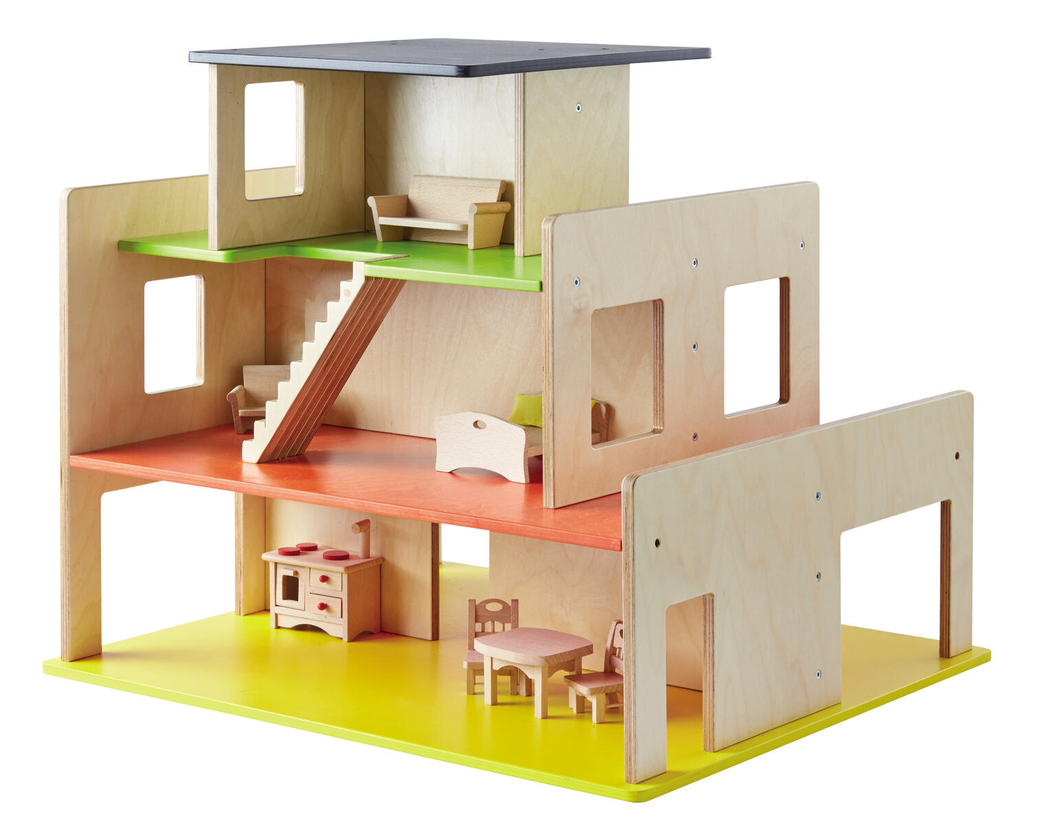 Playwood stort dockhus med möbler - Lekolar