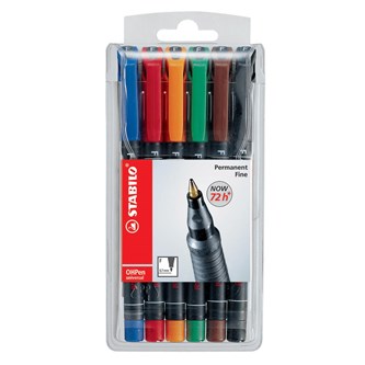 Permanent OH-penna Stabilo fine 6-pack