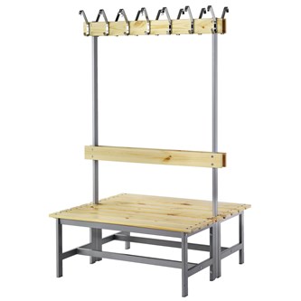 ROBE dubbelsidig sittbänk med 14 klädkrokar 100 cm