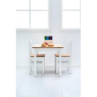 Lina bord och 4 stolar vitbetsat