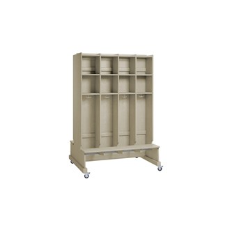 Flexi 25 klädfack hel med sittbänk 2 fack dubbelsidig golvmodell m hjul