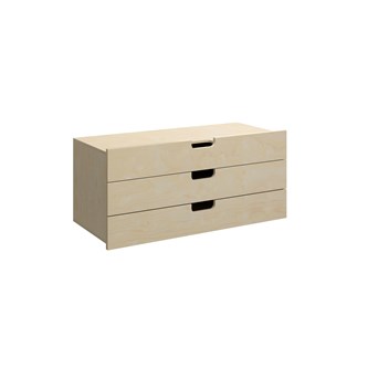 Fixa låda med handhål 3:1, 3 lådor, djup 35