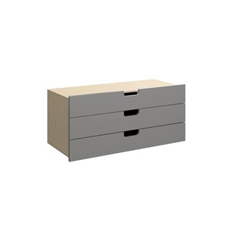 Fixa låda med handhål 3:1, 3 lådor, djup 35