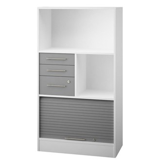 Skåp Ordna 145 vit med jalusi, 3 lådor