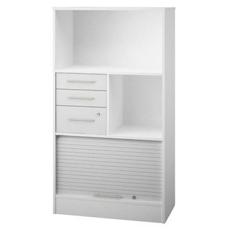 Skåp Ordna 145 vit med jalusi, 3 lådor