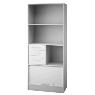 Skåp Ordna 190 grå med 1 jalusi och 3 lådor