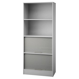 Skåp Ordna 190 grå med 2 jalusier och 2 öppna hyllor