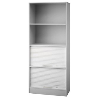 Skåp Ordna 190 grå med 2 jalusier och 2 öppna hyllor