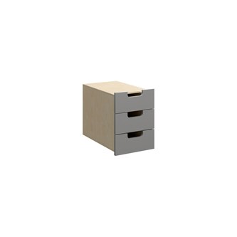Fixa låda med handhål 1:1, 3 lådor, djup 45