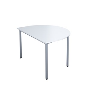 Bord 12:38 FSC BX akustiklaminat halvrunt 120-90 cm silverstativ