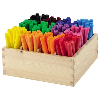 Fiberpennor broad i trälåda, 144-pack