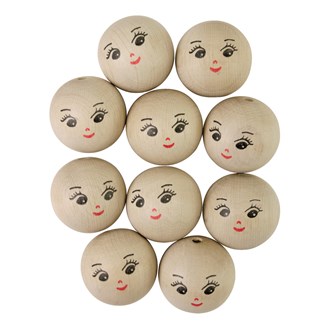 Träkulor med ansikten 30 mm, 20-pack