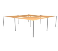 Solsegel 4 st 3,6x3,6 m med stålstolpar