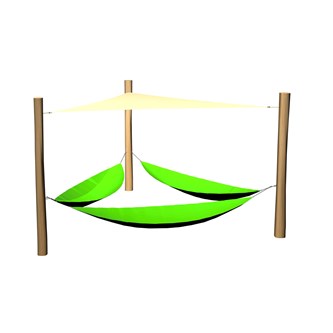 ChillOut hängmatta trippel med upphängningssystem och solsegel/obehandlad