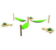 ChillOut hängmatta trippel med upphängningssystem, plantering och sittbänkar/obehandlad