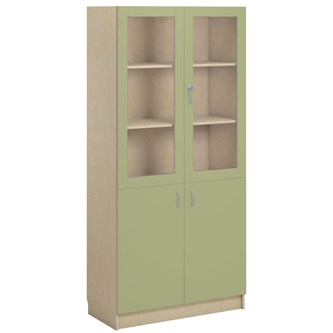 Norden FSC materialskåp 2 hel 2 glas B100xH210xD47 björk