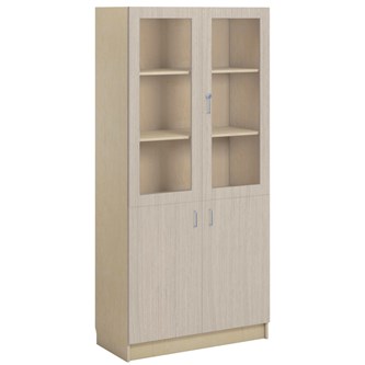 Norden FSC materialskåp 2 hel 2 glas B100xH210xD47 björk