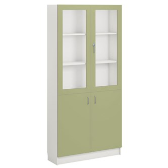 Norden FSC materialskåp 2 hel 2 glas B100xH210xD32 vit