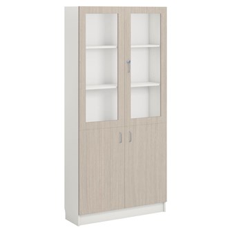 Norden FSC materialskåp 2 hel 2 glas B100xH210xD32 vit