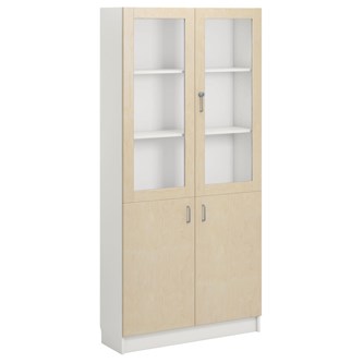 Norden FSC materialskåp 2 hel 2 glas B100xH210xD32 vit