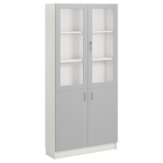 Norden FSC materialskåp 2 hel 2 glas B100xH210xD32 vit