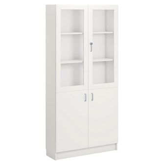 Norden FSC materialskåp 2 hel 2 glas B100xH210xD32 vit