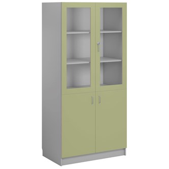 Norden FSC materialskåp 2 hel 2 glas B100xH210xD60 ljusgrå