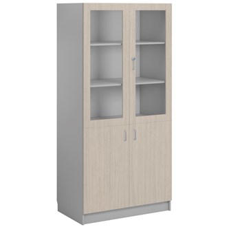 Norden FSC materialskåp 2 hel 2 glas B100xH210xD60 ljusgrå