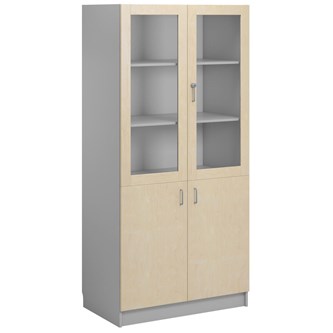 Norden FSC materialskåp 2 hel 2 glas B100xH210xD60 ljusgrå