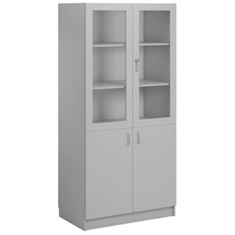 Norden FSC materialskåp 2 hel 2 glas B100xH210xD60 ljusgrå