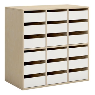 Norden elevskåp 18 lådor B80xD45xH80 björk