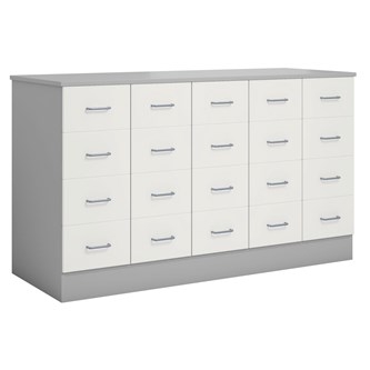 Norden köpmansdisk 20 lådor B152xD59xH89 ljusgrå