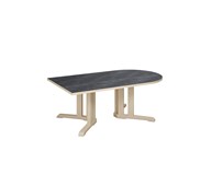 Bord Linnea akustik linoleum björk halvovalt 140x80 cm