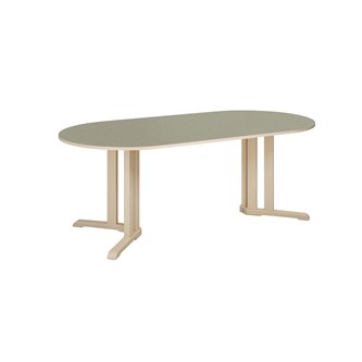 Bord Linnea akustik linoleum björk ovalt 200x100 cm