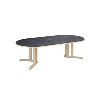 Bord Linnea akustik linoleum björk ovalt 200x100 cm