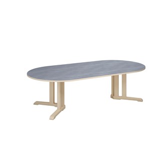 Bord Linnea akustik linoleum björk ovalt 200x100 cm