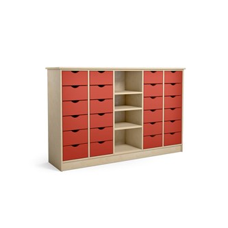 Lådfack Rabo 24 små lådor med sockel björk