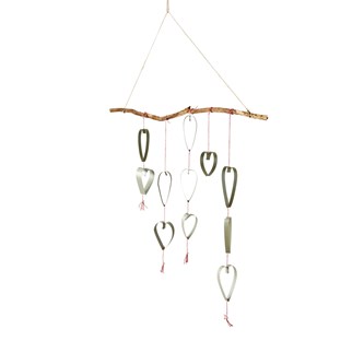 Silverhjärtan på tråd/pinne