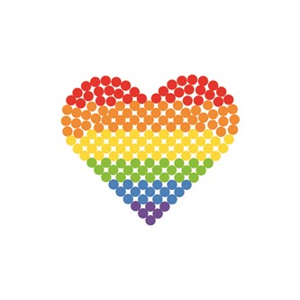 Hjärtan av stora rörpärlor, regnbåge