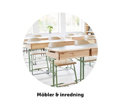 Möbler och inredning för lärmiljön inne på skolan och förskolan