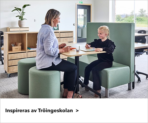 Inspireras av skolmöbler och inredning i olika lärmiljöer på Tröingeskolan